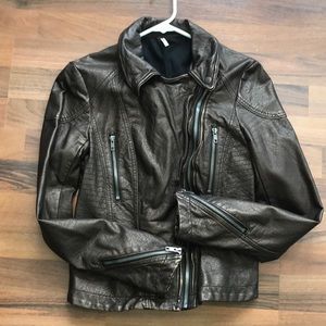 Free People Bronze vegan leather moto jacket